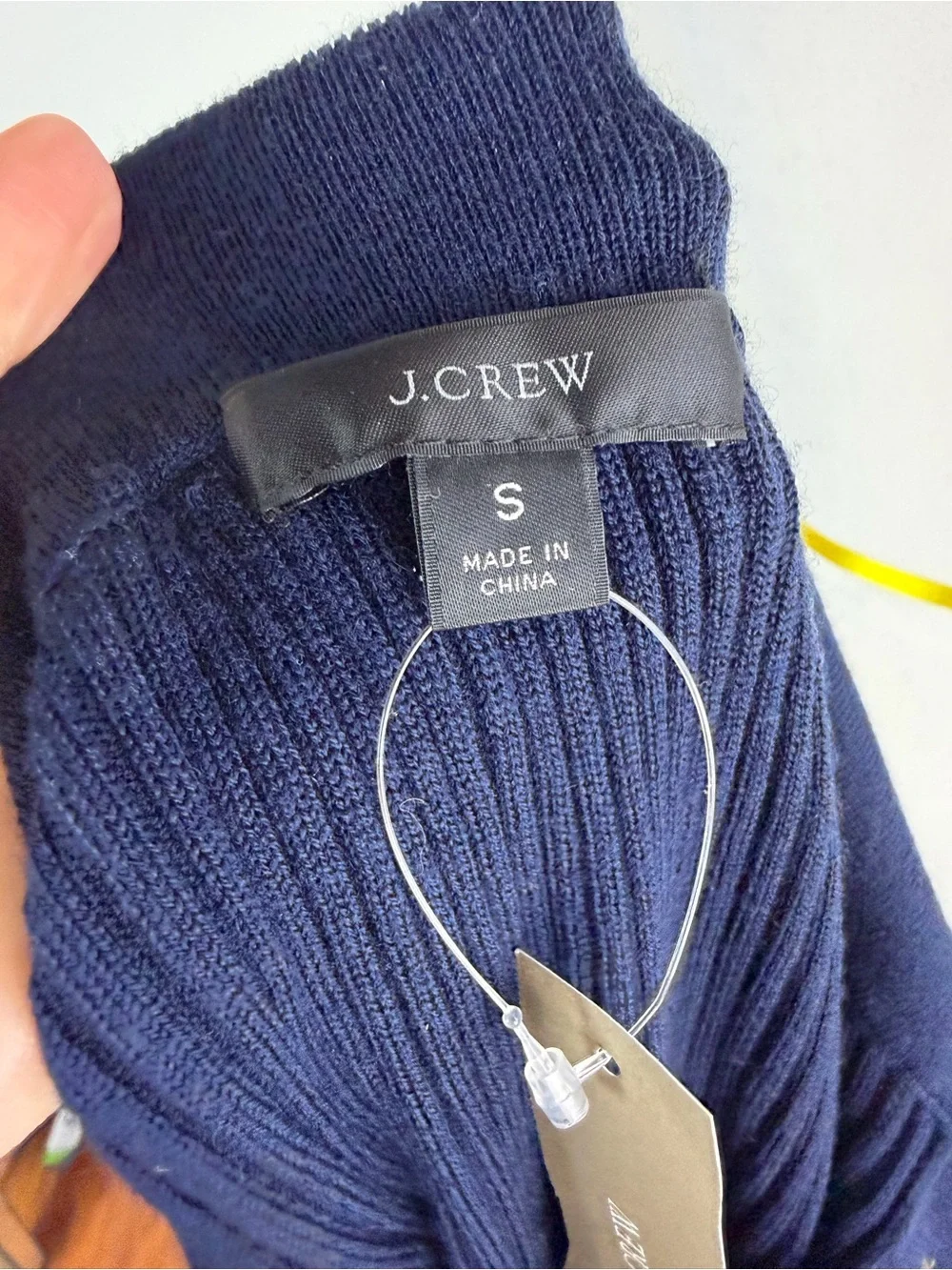NWT J. crew ribbed ruffle collar merino wool sweater navy blue Size S